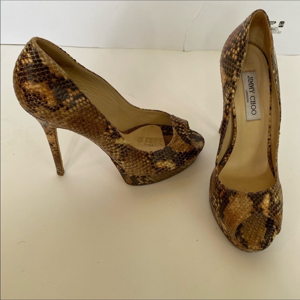 Jimmy Choo Brown Snakeskin Heels